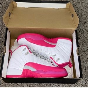 Pink and White Jordan 12’s